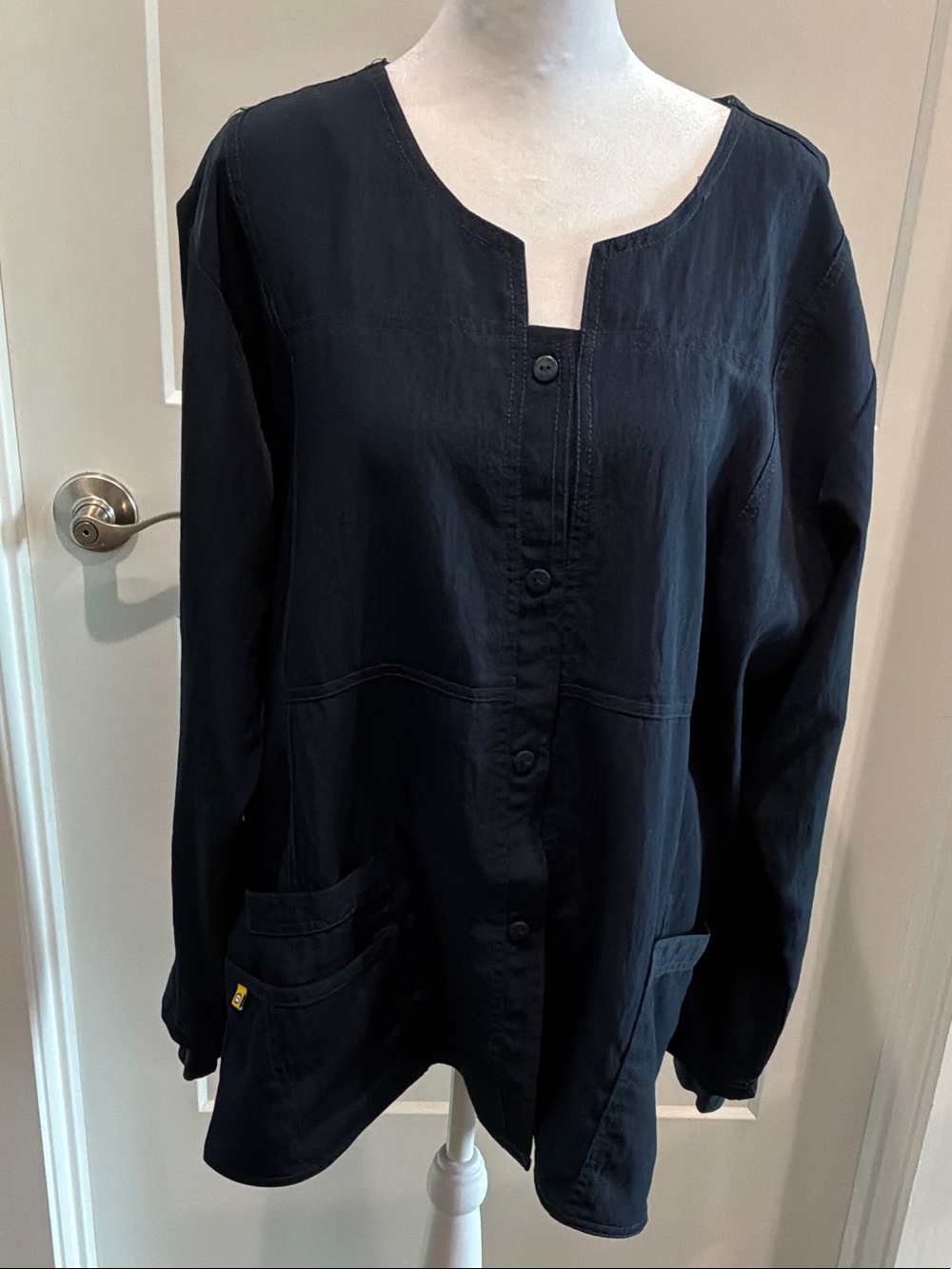 Wonder Wink Scrub XL Jacket Classic Button-Front Dark Navy Jacket Front Pockets